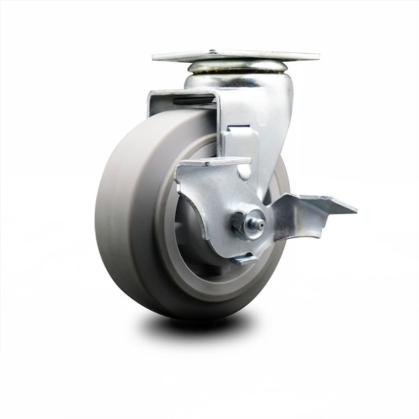 5 Inch Thermoplastic Rubber Swivel Caster with Ball Bearing and Brake SCC
